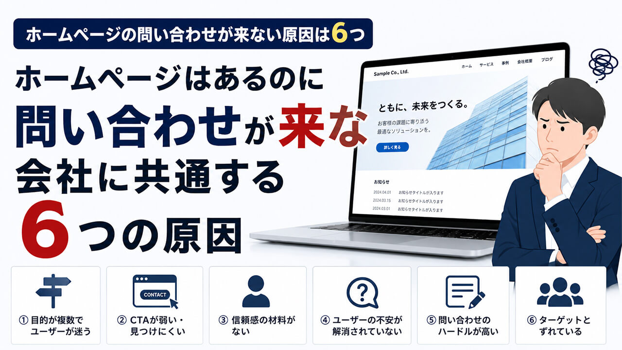 ホームページの問い合わせが来ない原因は6つ