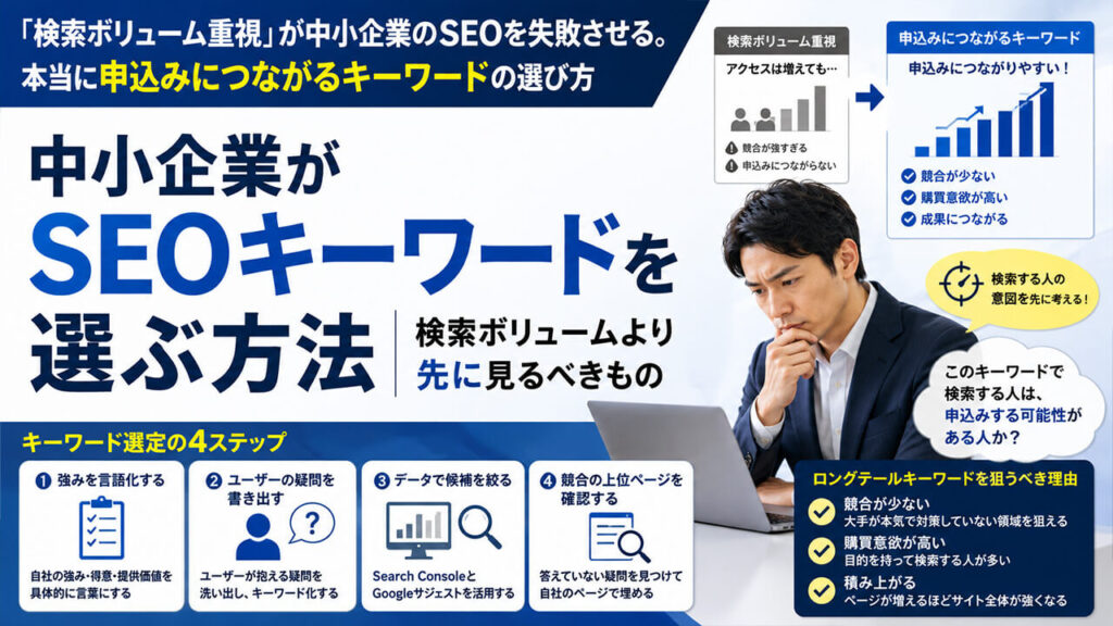 「検索ボリューム重視」が中小企業のSEOを失敗させる。本当に申込みにつながるキーワードの選び方