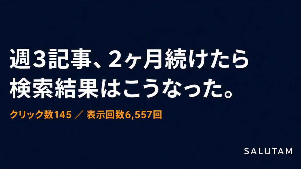 週3記事、2ヶ月続けたら 検索結果はこうなった。自社サイトの実データをそのまま公開｜クリック数・表示回数・GA4