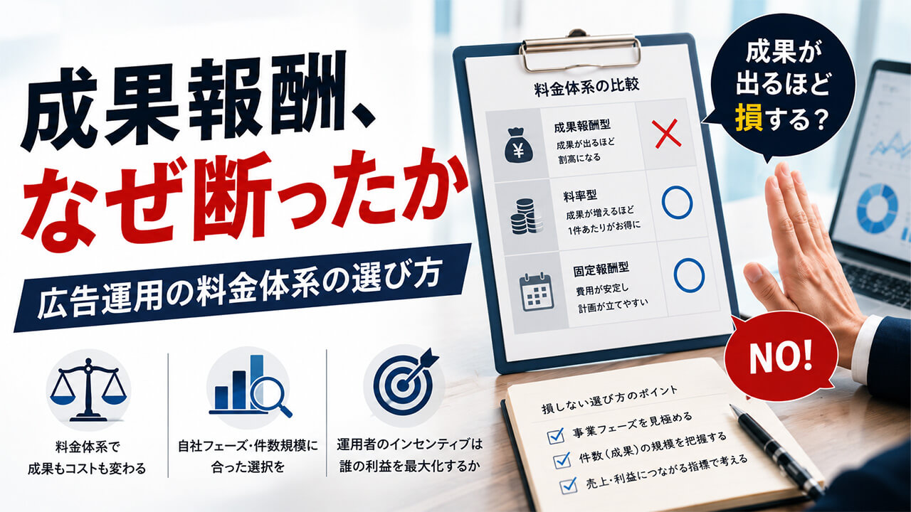 成果報酬、なぜ断ったか。広告運用の料金体系の選び方