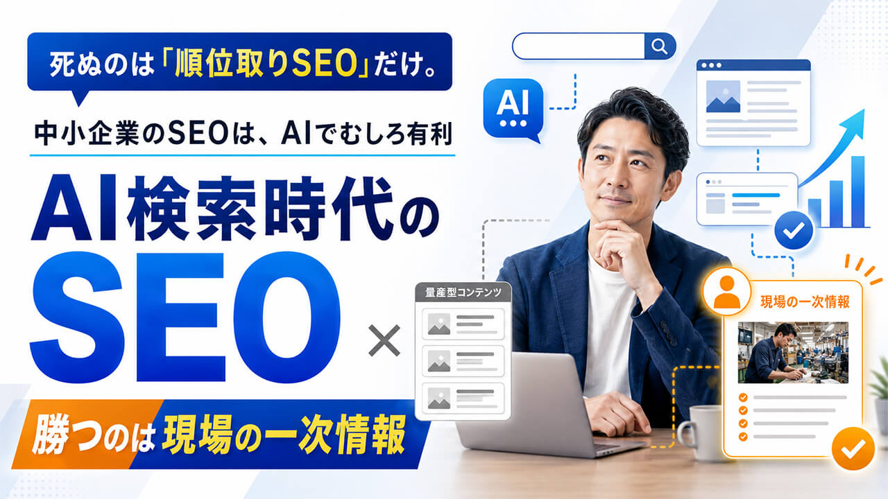 死ぬのは「順位取りSEO」だけ。中小企業のSEOは、AIでむしろ有利になった。AIが答える時代、勝つのは現場の一次情報。